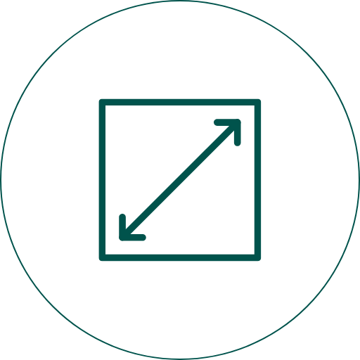 Icon mit diagonalem Doppelpfeil als Symbol für große Lagerfläche und hohen Durchsatz im mobilen Einsatz